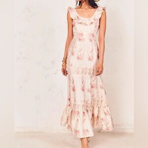 LoveShackFancy Joanne Floral Maxi Dress Gown 00 XS